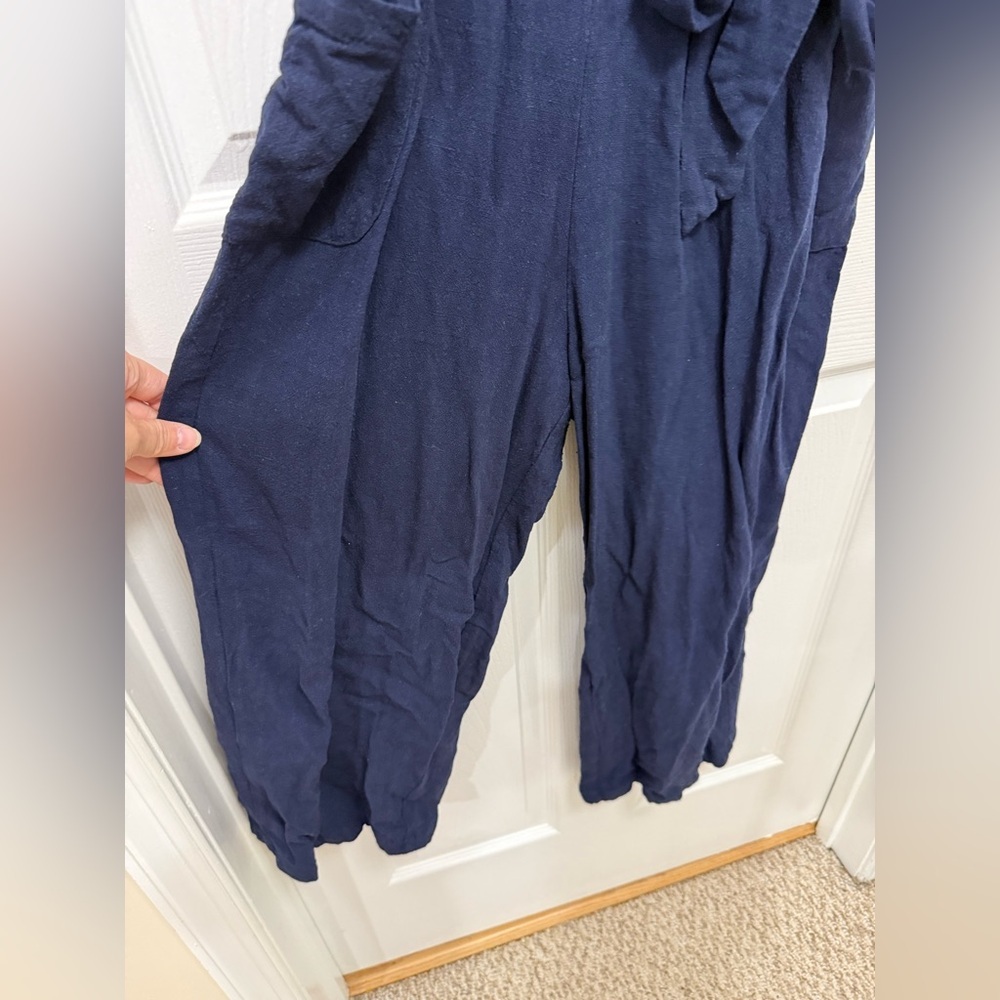 Petal And Pup Navy Blue Linen Short Sleeve Jumpsuit Size 10 Casual Summer - Picture 7 of 9